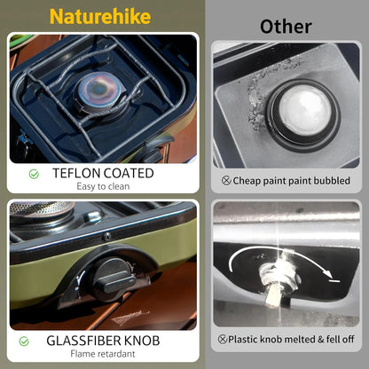 Naturehike 2 Burner Folding Camping Stove Portable Propane Gas Stove with Carry Bag 16000 BTU