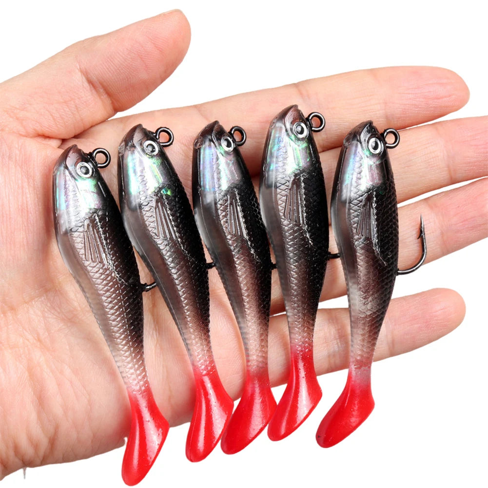 5pcs/lot Fishing Lures 80mm 9.5g Soft Lure Wobblers T Tail Soft Bait Artificial Baits Swimbait for Pike Bass Lure