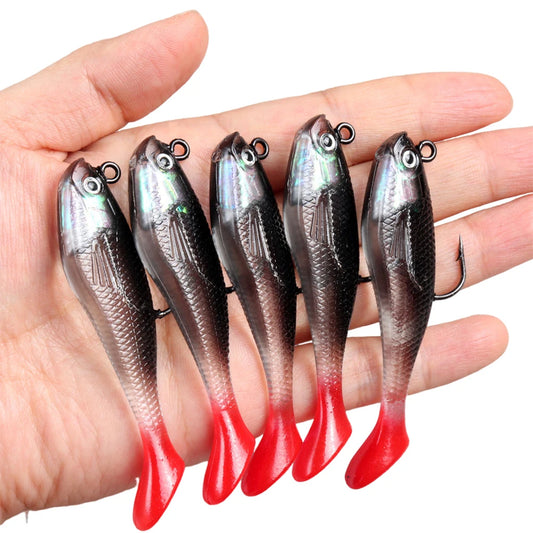 5pcs/lot Fishing Lures 80mm 9.5g Soft Lure Wobblers T Tail Soft Bait Artificial Baits Swimbait for Pike Bass Lure