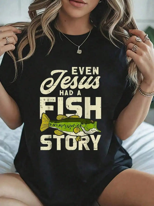 Jesus Fish Story Fisherman God Christ Fishing Christian Gift T-Shirt