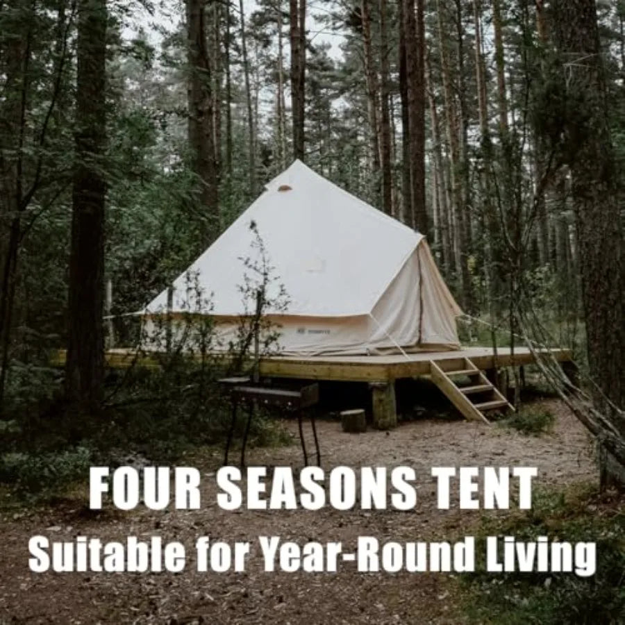 Canvas Bell Tent Yurt Tent 4 Seasons for Camping 100% Cotton with Stove Jack Family