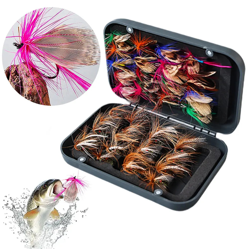 60/41pcs Box Bionic Fly Hook Set Artificial Insect Fishing Baits  with box