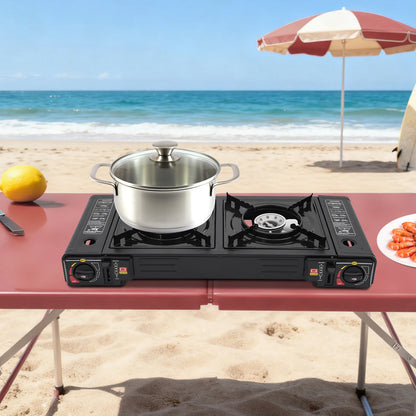 Portable Camping Stove with Storage Case, 2 Burner