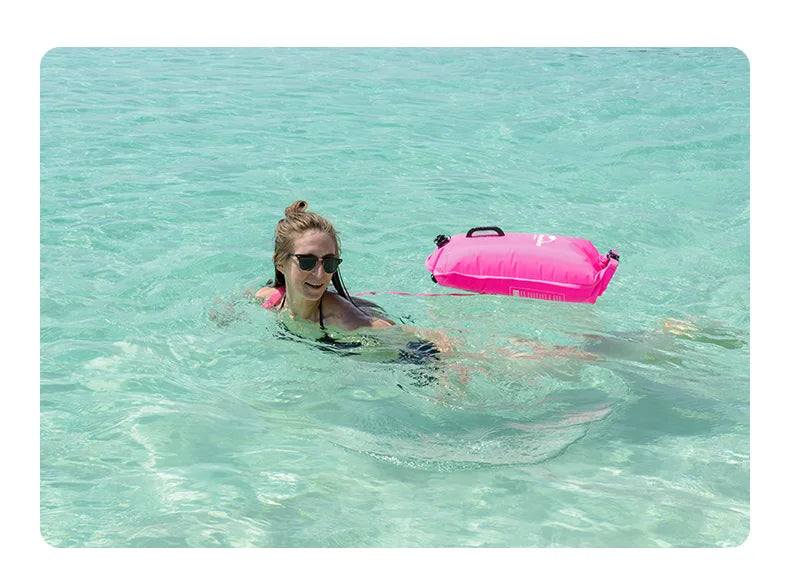 Naturehike Inflatable Swimming Buoy Waterproof 28L Storage Dry Bag Adjustable Belt Flotation Bag Dual Airbag Swim Drifting Float