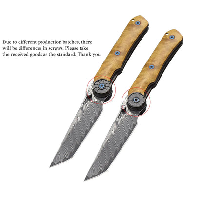 8.23 inch VG10 Damascus steel blade gold camphor wood handle folding knife Christmas gift knife fruit knife outdoor camping EDC