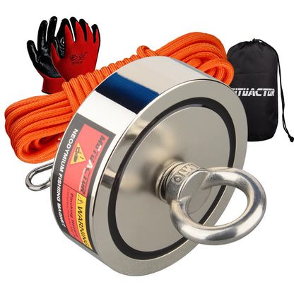 160KG*2 Strong Neodymium Magnet Double Side Super Power  Fishing Magnet with Searching Rope