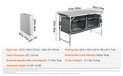 SucceBuy Camping Kitchen Table Quick set-up Folding Camping