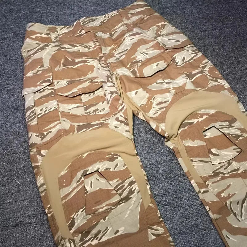 Desert Tiger Spotted Frog Suit Set, Outdoor Sports, G3 Frog Skin, Combat Pants, Training Suit, Gold, Tactical Top