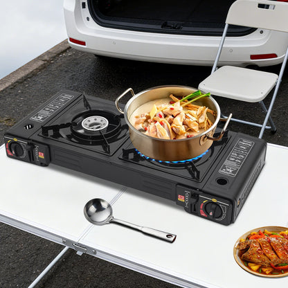 Portable Camping Stove with Storage Case, 2 Burner