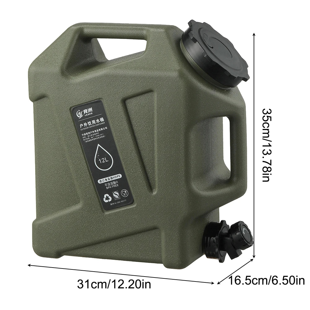 10/11/12L Drinking Water Container with Spigot Leakproof Camping Water Tank Large Capacity