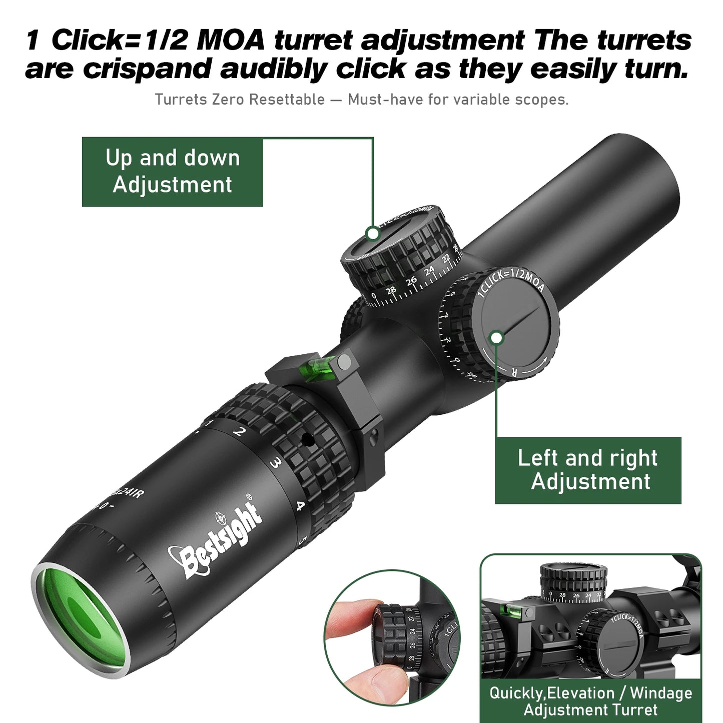 1-5X24 Tactical Optical Scope Red and Green Illuminated