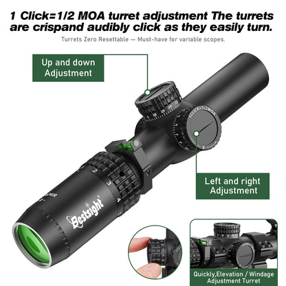 1-5X24 Tactical Optical Scope Red and Green Illuminated