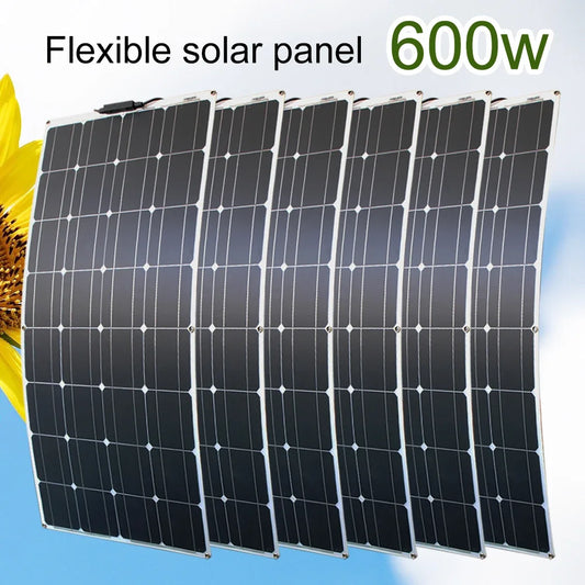 12V Flexible Solar Panel 600W 100W 200W 300W 400W 500W Bendable Waterproof Monocrystalline
