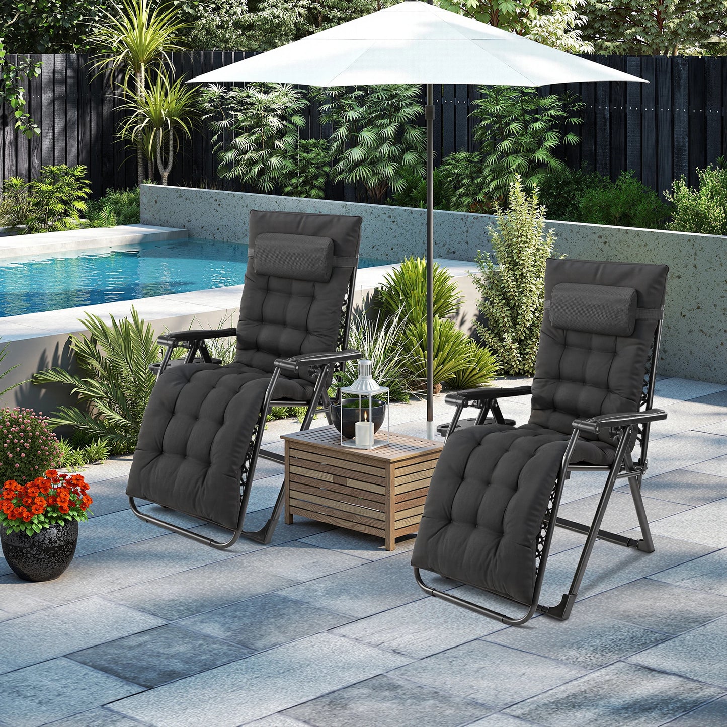 JHK Zero Gravity Portable Recliner  Chair with Cup Holder Trays Adjustable