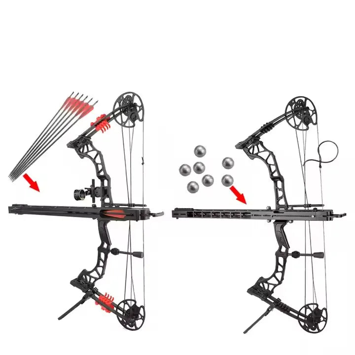 Powerful Slingshot Compound Bow Metal Hunting Catapult Continuous Fire Accessories Steel Ball Arrow Fishing Shooting Recurve Bow