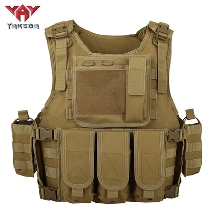 YAKEDA Tactical Vest for Airsoft Paintball Hunting, Adjustable Lightweight with Molle Pouches, Outdoor Protective Gear