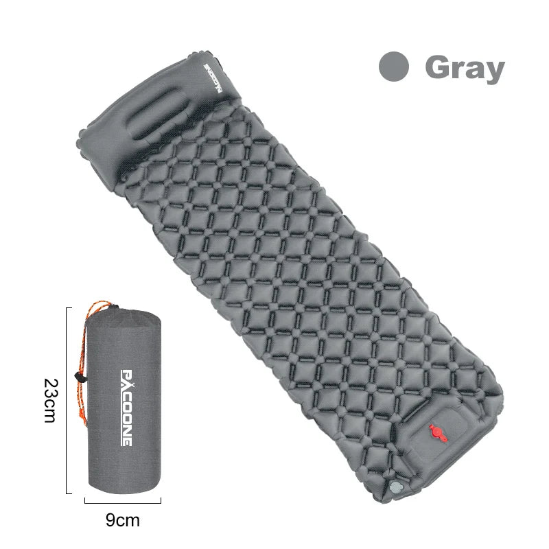 PACOONE Outdoor Sleeping Pad Camping Inflatable Mattress Built-in Pump Ultralight