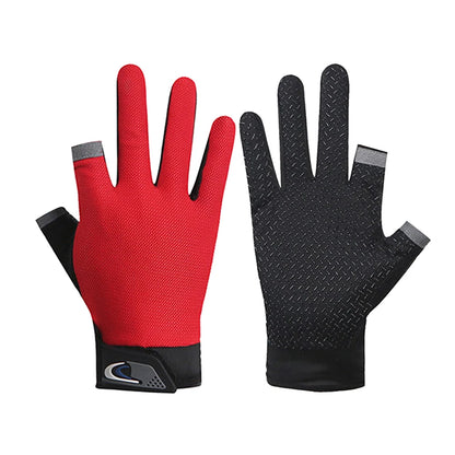 1 Pair Protective Fishing Gloves 2 Cut Fingers Fingerless Glove Men Women Anti-slip Fishing Wear Pesca Fitness Cycling Glove