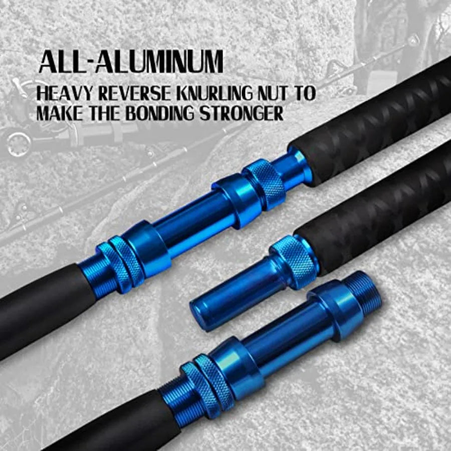 2Piece Saltwater Offshore Heavy Bent Straight Butt Trolling Rod Fishing Roller Rod