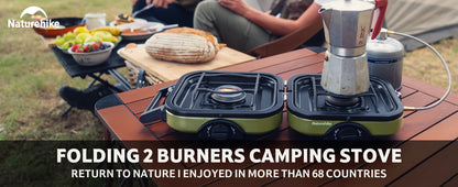 Naturehike 2 Burner Folding Camping Stove Portable Propane Gas Stove with Carry Bag 16000 BTU