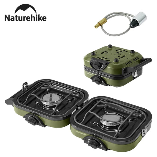 Naturehike 2 Burner Folding Camping Stove Portable Propane Gas Stove with Carry Bag 16000 BTU