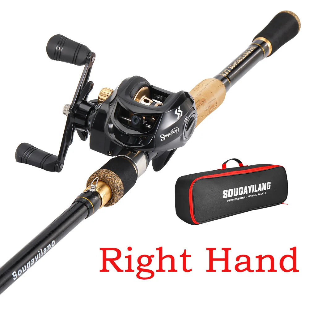 Sougayilang Baitcasting Fishing Rod and Reel Set 1.6m-2.1m Telescopic Fishing Rod Reel Combo Full Kit