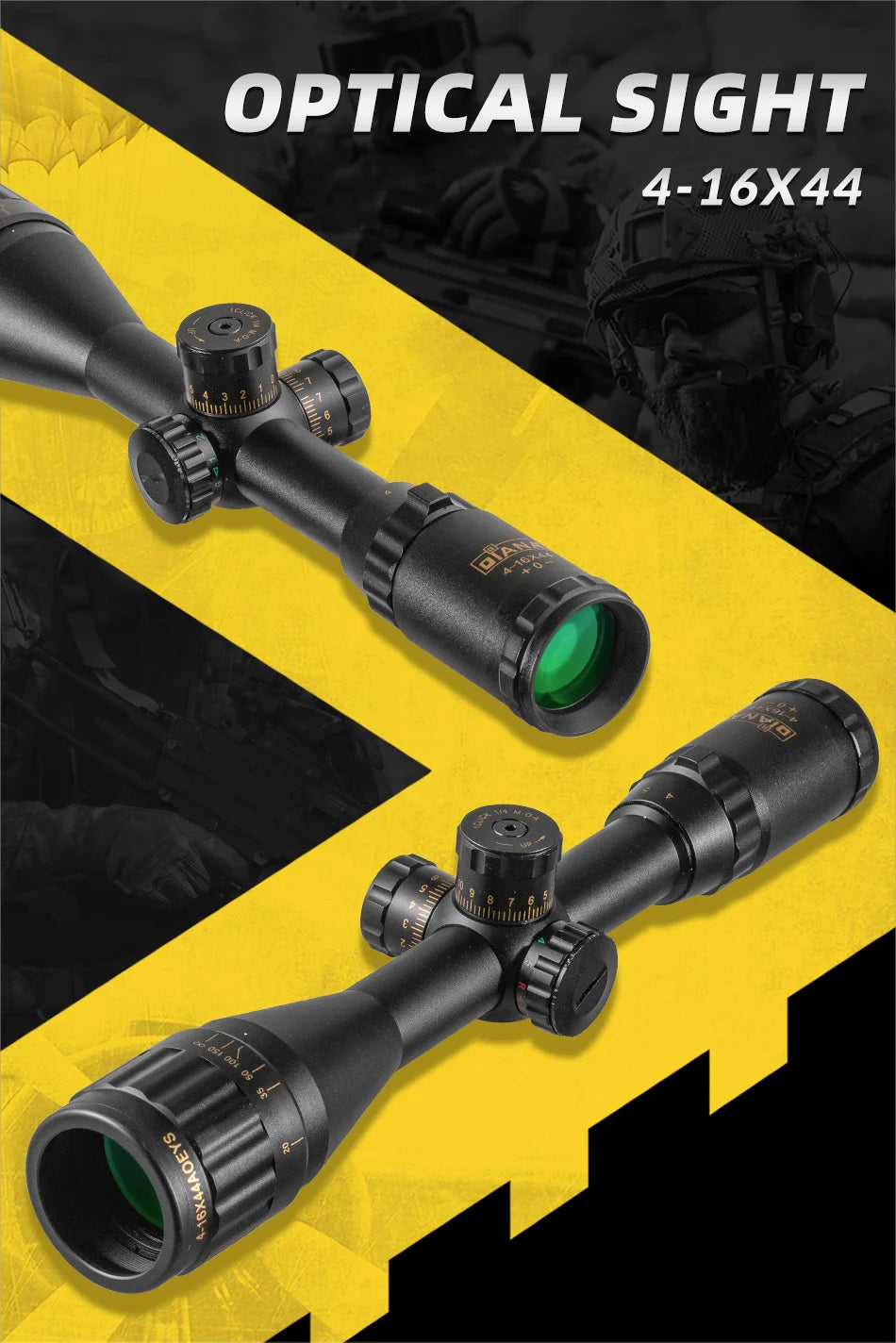 DIANA 4-16x44 Tactical Riflescope Optic Sight Green Red Illuminated