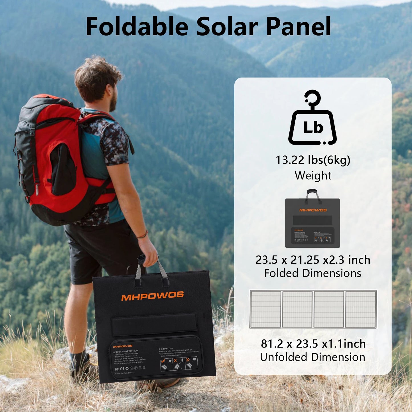 MHPOWOS Portable Solar Charger 40V 220W Foldable Solar Panel Kit