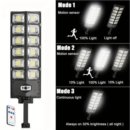 504LED uitra-Bright Solar Street lght Wide Angle Motion Sensor, RemoteControl,Energy-Efflcient, Waterproof 4300mah