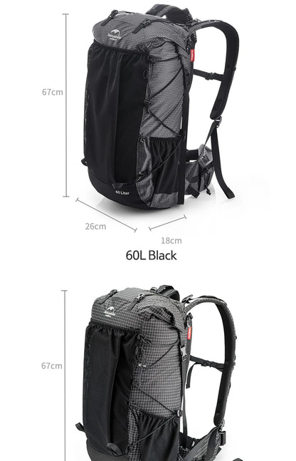 Naturehike Outdoor Mountain Backpack 60+5L Waterproof High Capacity With Rain Cover