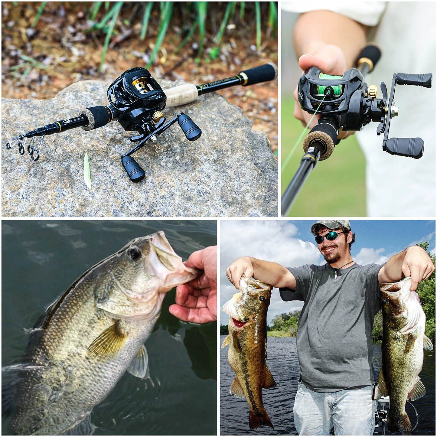 Sougayilang Baitcasting Fishing Rod and Reel Set 1.6m-2.1m Telescopic Fishing Rod Reel Combo Full Kit