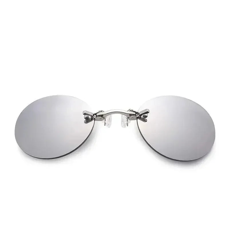 1-2PCS Clip On Nose Glasses Round Rimless Matrix Morpheus Sunglasses