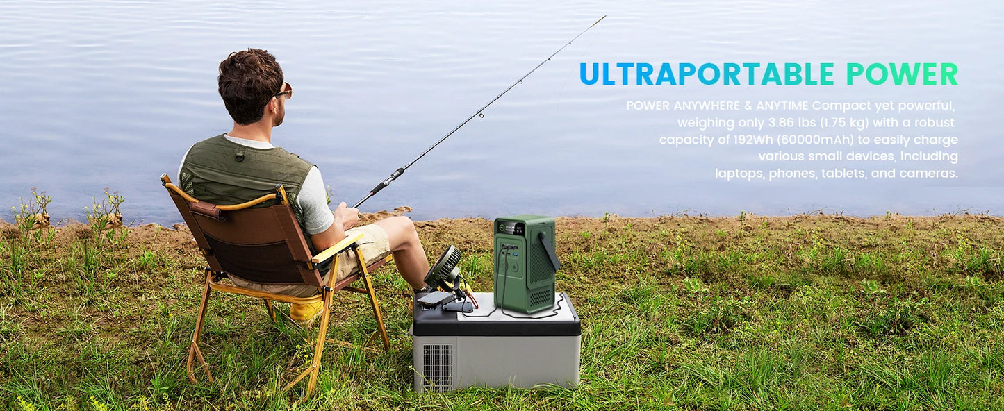 CTOLITY 200W Power Station Camping 192Wh Lifepo4 Power Bank 60000mAh Portable Charger Battery Emergency Power USB TYPE-C Port