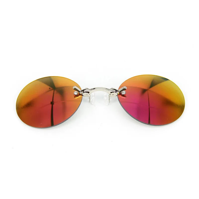 1-2PCS Clip On Nose Glasses Round Rimless Matrix Morpheus Sunglasses
