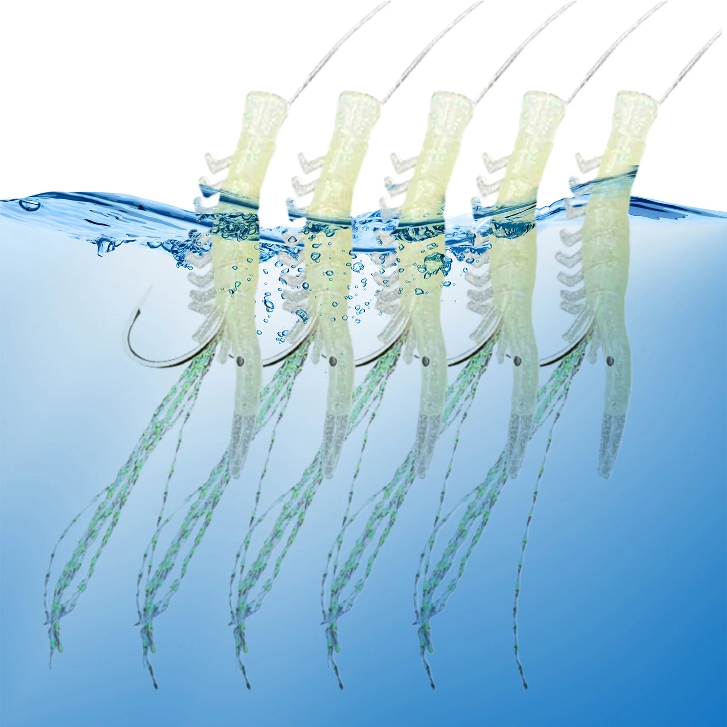 Luminous Shrimp Lure Set Shrimp Bait Hooks Shrimp Fishhooks Fishing Tackles for Sea Fishing