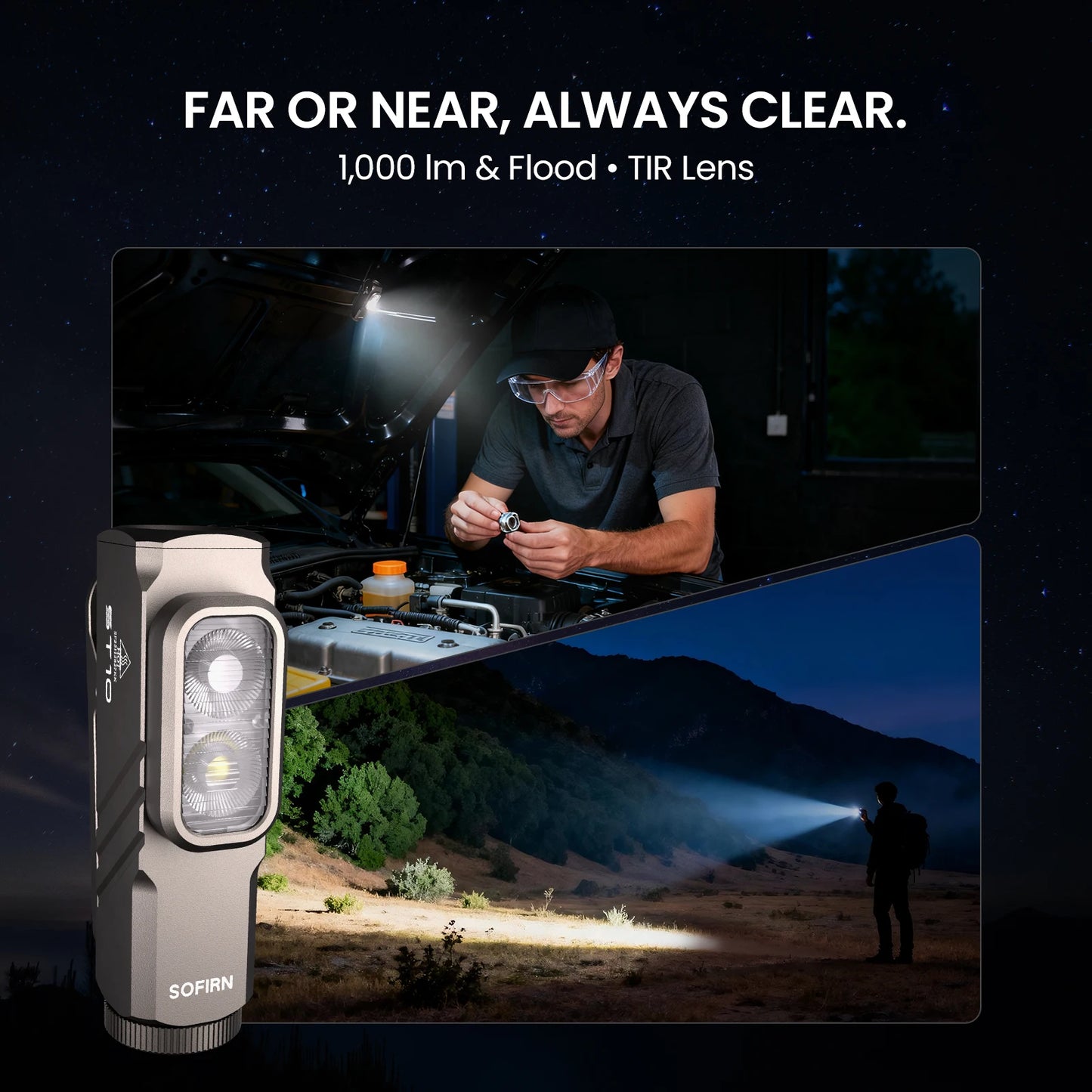 SOFIRN Mini ST10 1000LM EDC Flashlight USB C 14500 Rechargeable with Red Light 660NM Magnetic Tail & Clip