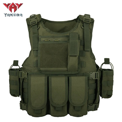 YAKEDA Tactical Vest for Airsoft Paintball Hunting, Adjustable Lightweight with Molle Pouches, Outdoor Protective Gear