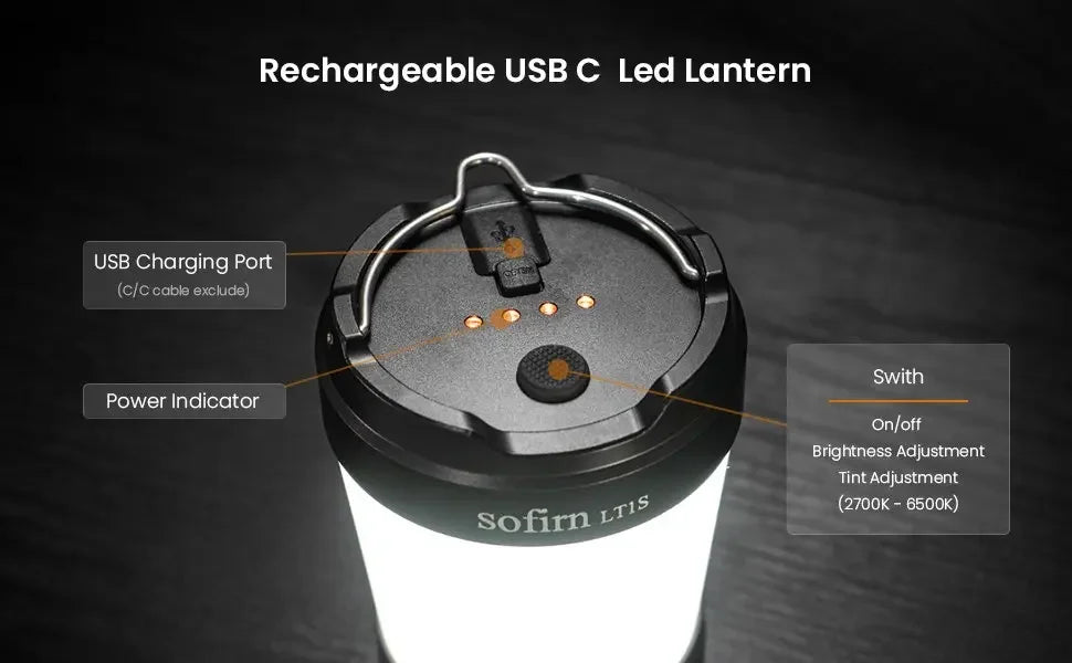 Sofirn LT1S Camping Light USB C 21700 Rechargeable  Lantern 2700K-6500K