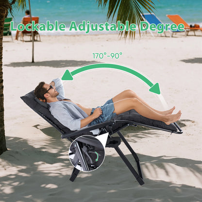 JHK Zero Gravity Portable Recliner  Chair with Cup Holder Trays Adjustable