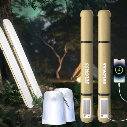SELORSS Solar Camping Lantern 2000mAh Folding  Waterproof 3 Warm Light for Hiking Camping Fish USB-Type C