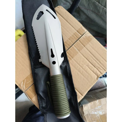 Folding Survival Shovel, Stainless Steel Multi-Tool Camping Spade with Pickaxe & Saw, Portable Tactical EDC Gear for Hiking