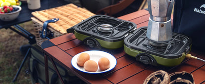Naturehike 2 Burner Folding Camping Stove Portable Propane Gas Stove with Carry Bag 16000 BTU