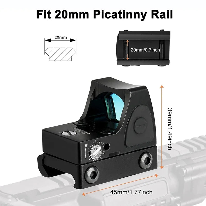 Mini MR Red Dot Sight Collimator Rifle Reflex Sight Scope fit 20mm Rail