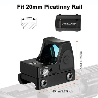 Mini MR Red Dot Sight Collimator Rifle Reflex Sight Scope fit 20mm Rail