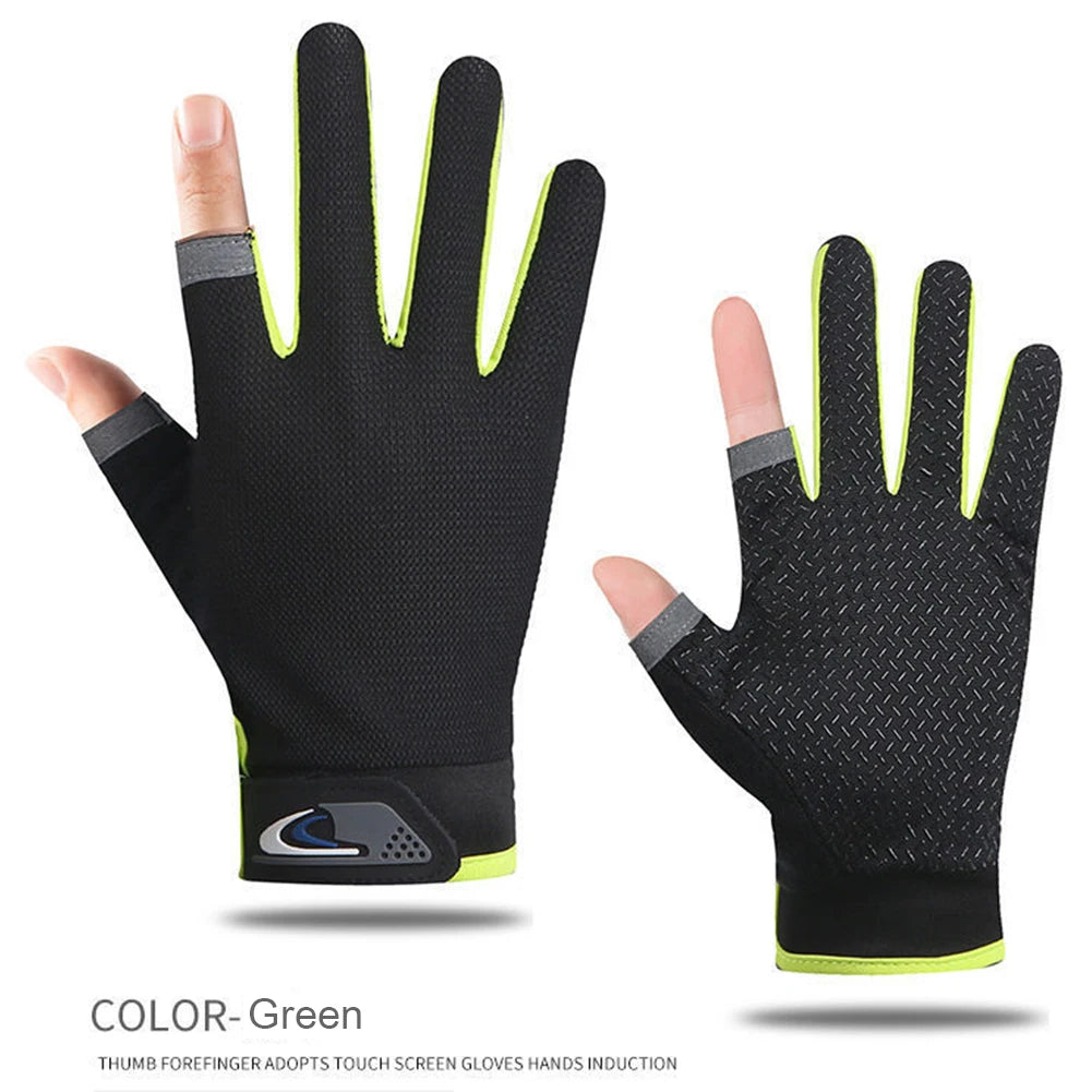 1 Pair Protective Fishing Gloves 2 Cut Fingers Fingerless Glove Men Women Anti-slip Fishing Wear Pesca Fitness Cycling Glove
