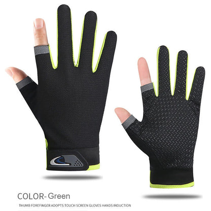 1 Pair Protective Fishing Gloves 2 Cut Fingers Fingerless Glove Men Women Anti-slip Fishing Wear Pesca Fitness Cycling Glove