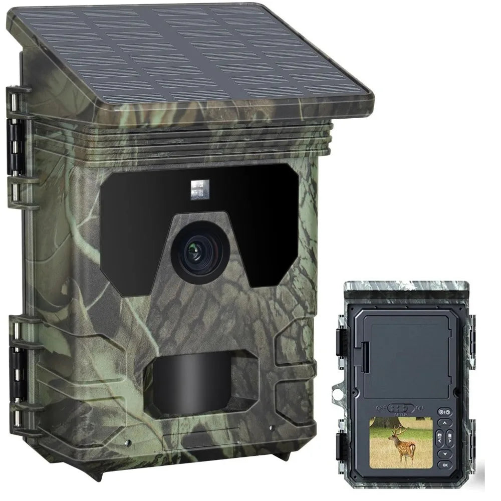 50MP 4K Solar Panel Hunting Camera Infrared Night Vision Monitoring Wildlife Trap Trail Camera Video Photo Recorder Cam