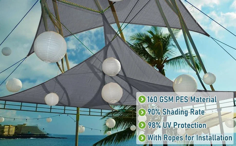 Triangle Sun Shade Sail Canopy UV Block Sunshade Sails Sunscreen for Outdoor Patio Garden Backyard Awning Sunsail with Free Rope
