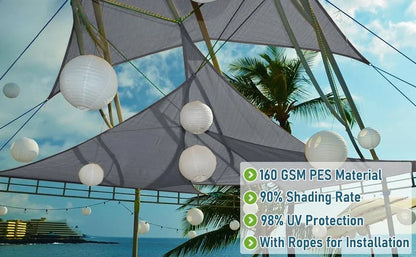 Triangle Sun Shade Sail Canopy UV Block Sunshade Sails Sunscreen for Outdoor Patio Garden Backyard Awning Sunsail with Free Rope