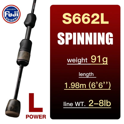 Seasir Stream Spining Baitcasting Fihsing Rods Ultralight Carbon Solid Wood Handle  Fuji A+O 40T Carbon Cloth  Lure Weight 1-10g